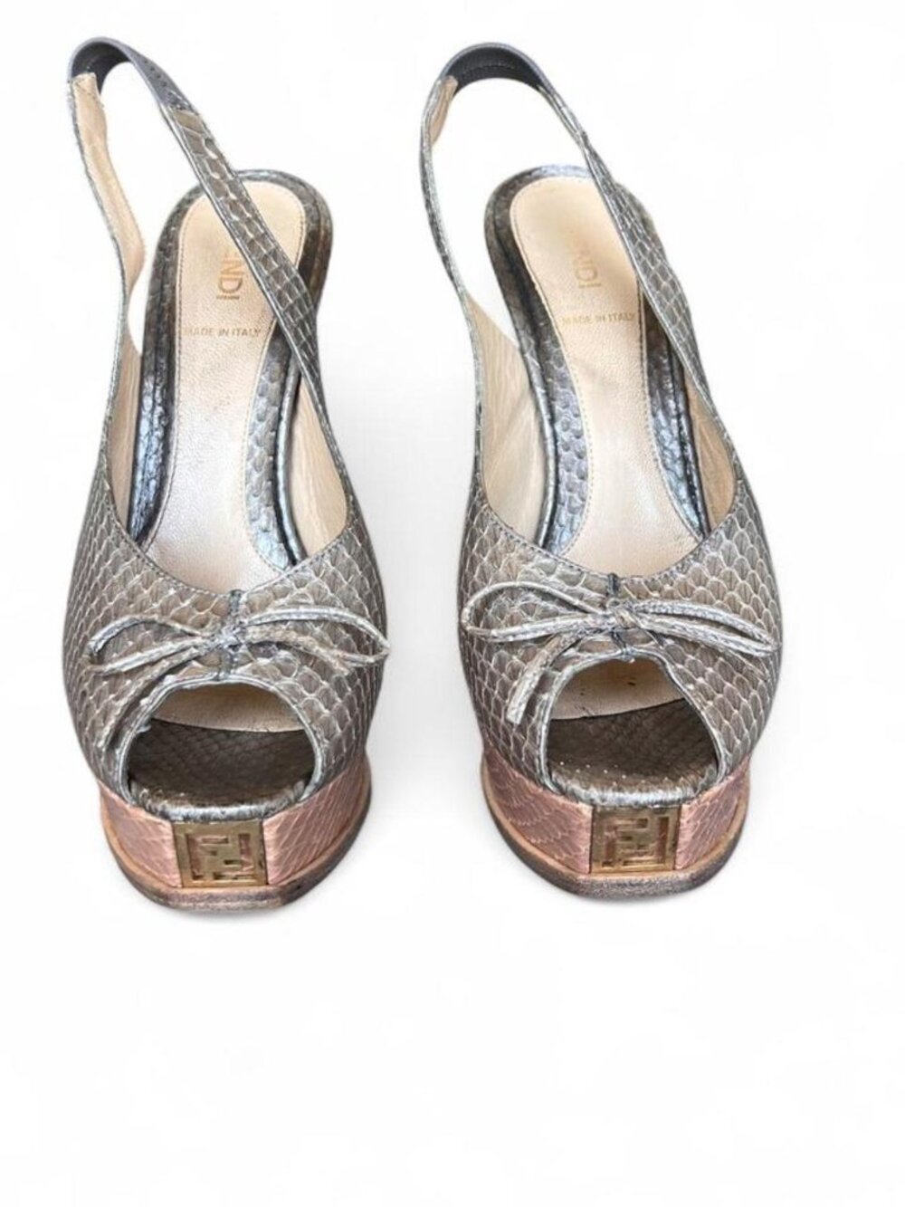 Authentic Fendi python slingback platform heels size 7.5